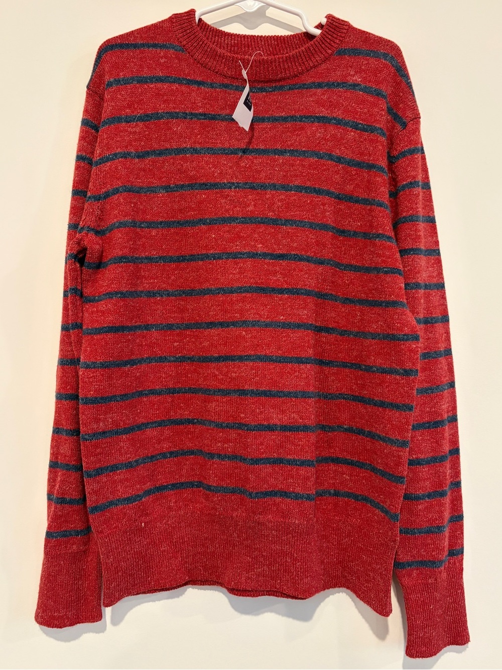 NWT Gap Kids Size M 8 Red Navy Blue Striped Crewneck Knit Sweater Pullover